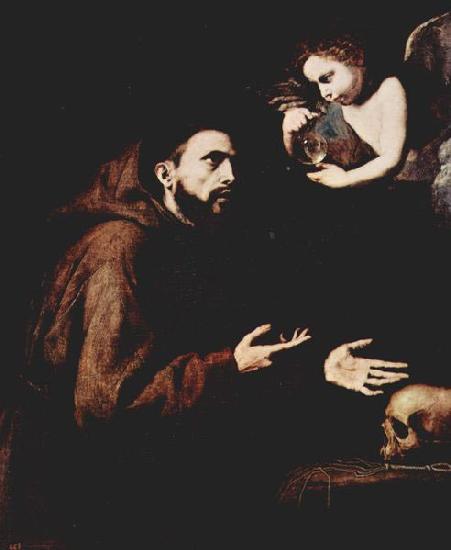 Jose de Ribera Der Hl. Franz von Assisi und der Engel mit der Wasserflasche Sweden oil painting art